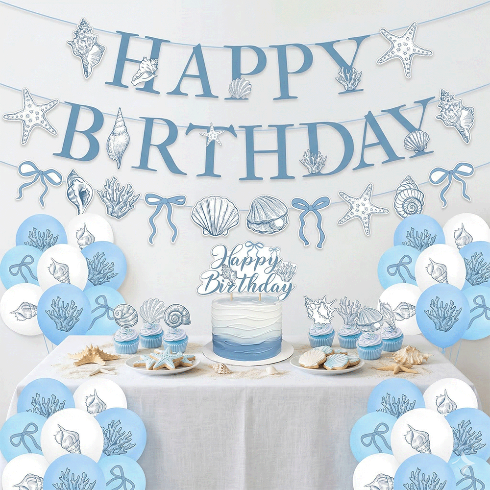 Confetti Balloon Set - Elegant Ocean Mermaid Birthday Party Decorations