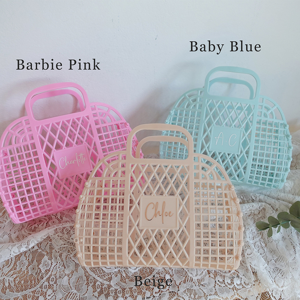 Wedding Hampers - Personalized Jelly Bag Plastic Straw Clutch