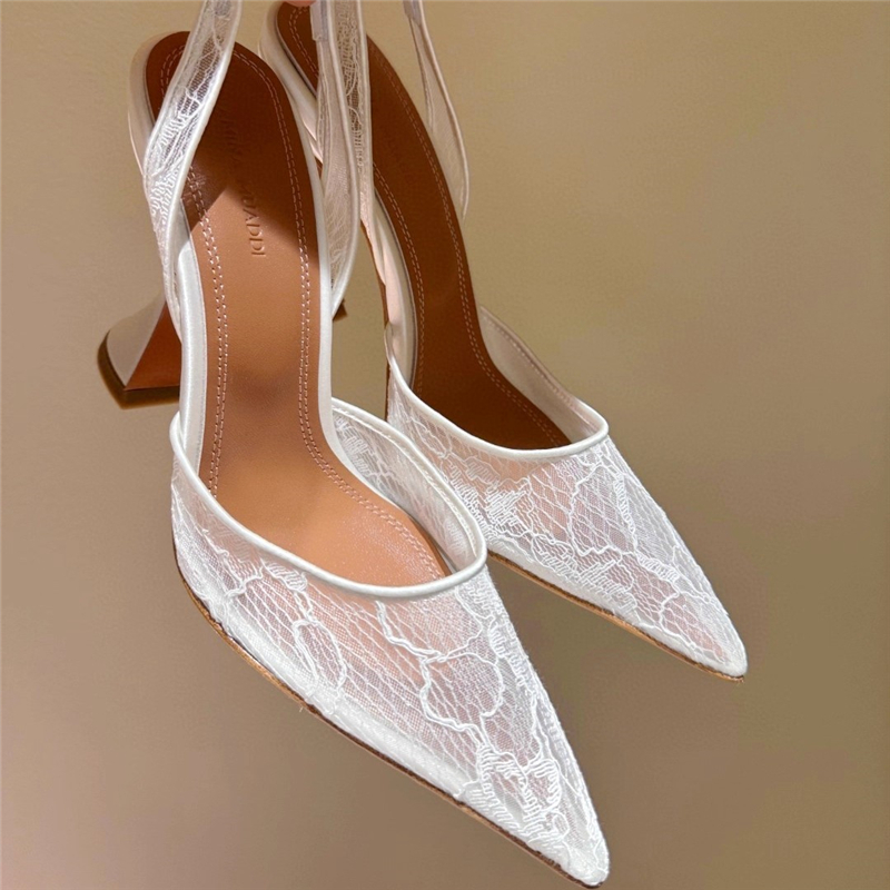 Wedding Fx - High-heeled sandals summer new pointed lace