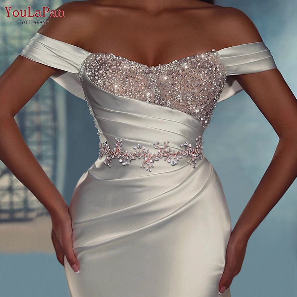 Bridal Sash Ribbon - YouLaPan SH233 Rhinestone Bridal Belt Handmade