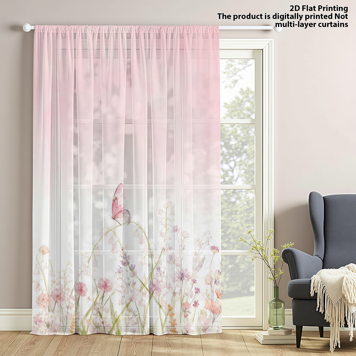 Good Floral & Wedding Decor Supply - Flower Series Sheer Curtain, Good Quality