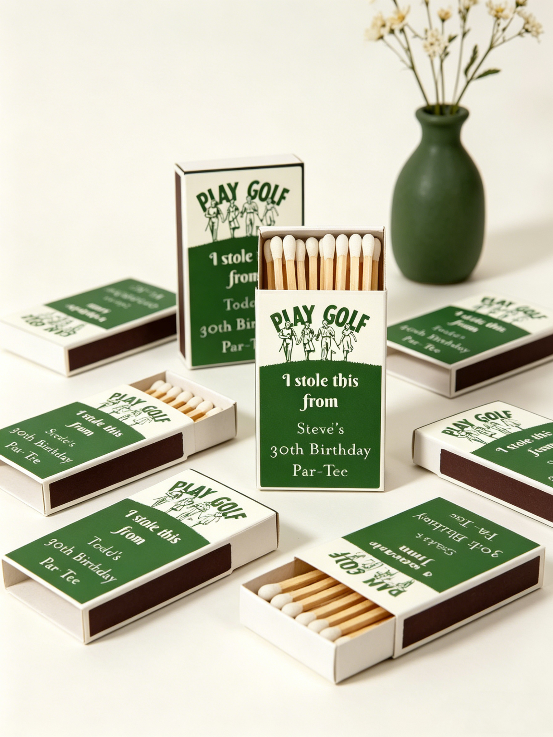 Wedding Supply Bulk - Play Golf Themed Personalized Matchboxes Bulk