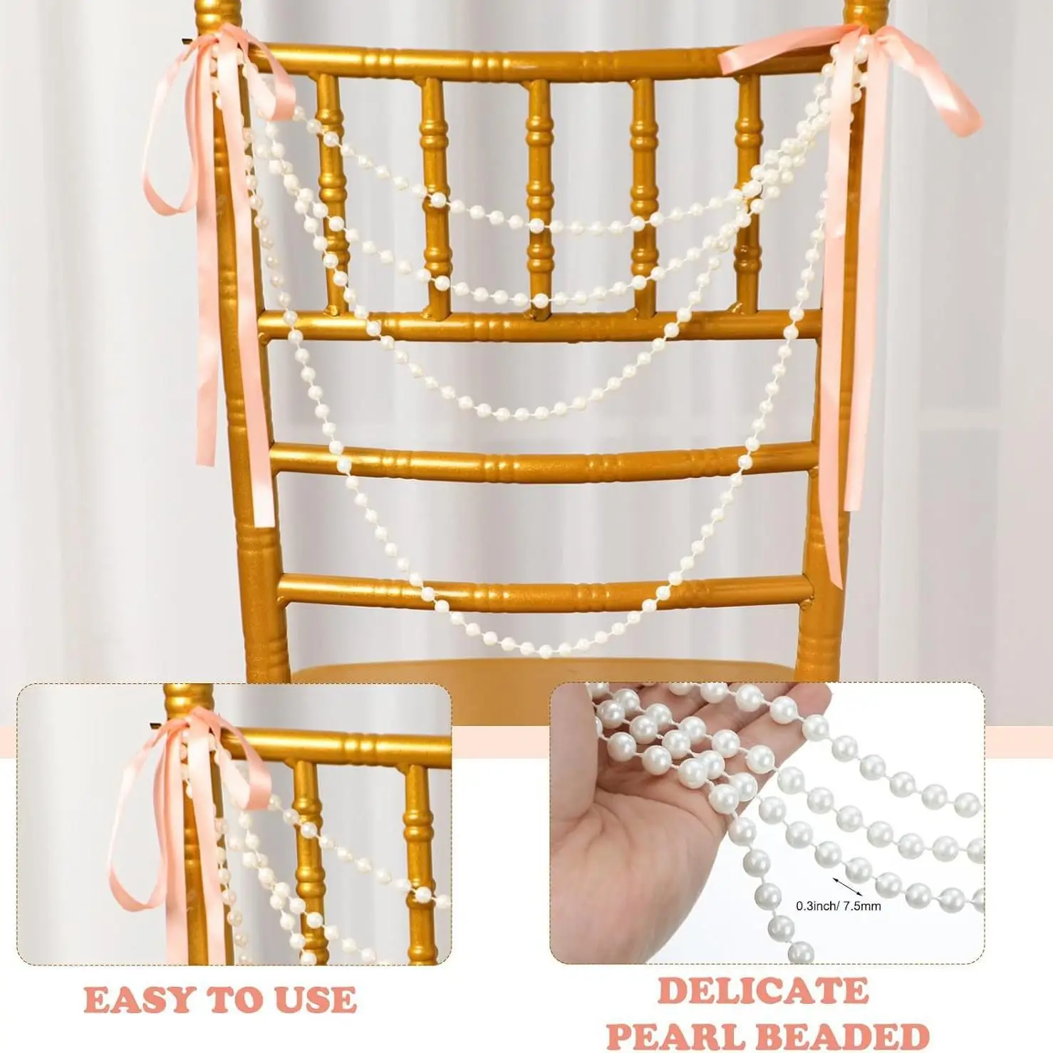 Pearl Bow Chair Decor 50Pcs Sa - مراجعة Bridal Sash Ribbon وسعره