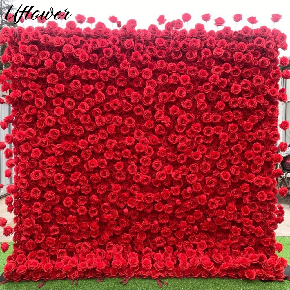 Uflower Red Rose 5D Cloth Flow - مراجعة Wedding Backdrop Curtain وسعره