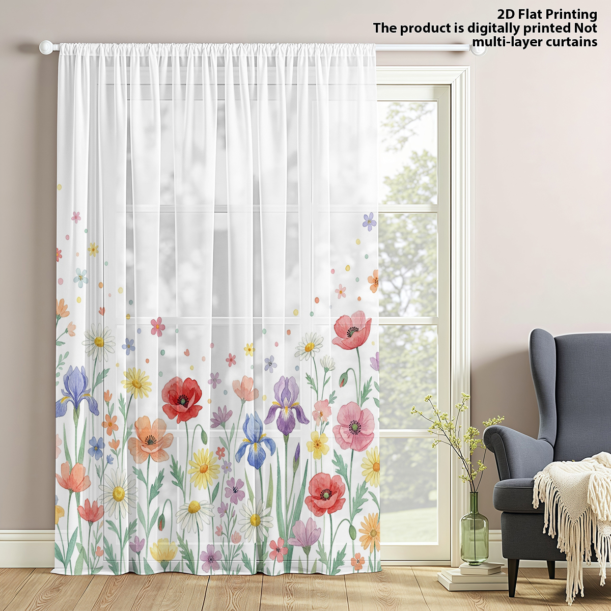 Floral Privacy Sheer Curtain,G - مراجعة Good Floral & Wedding Decor Supply وسعره