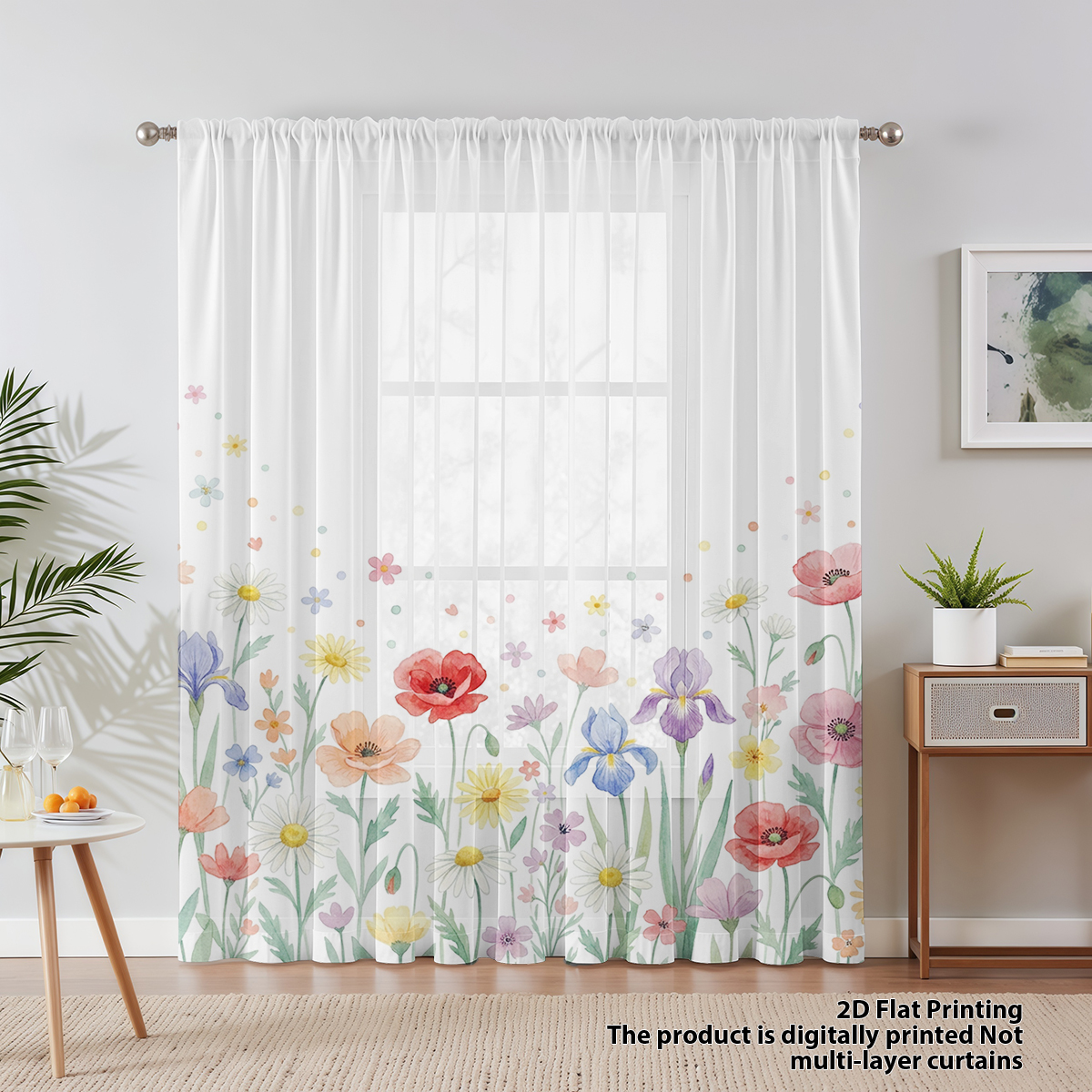 Floral Privacy Sheer Curtain,G - مراجعة Good Floral & Wedding Decor Supply وسعره
