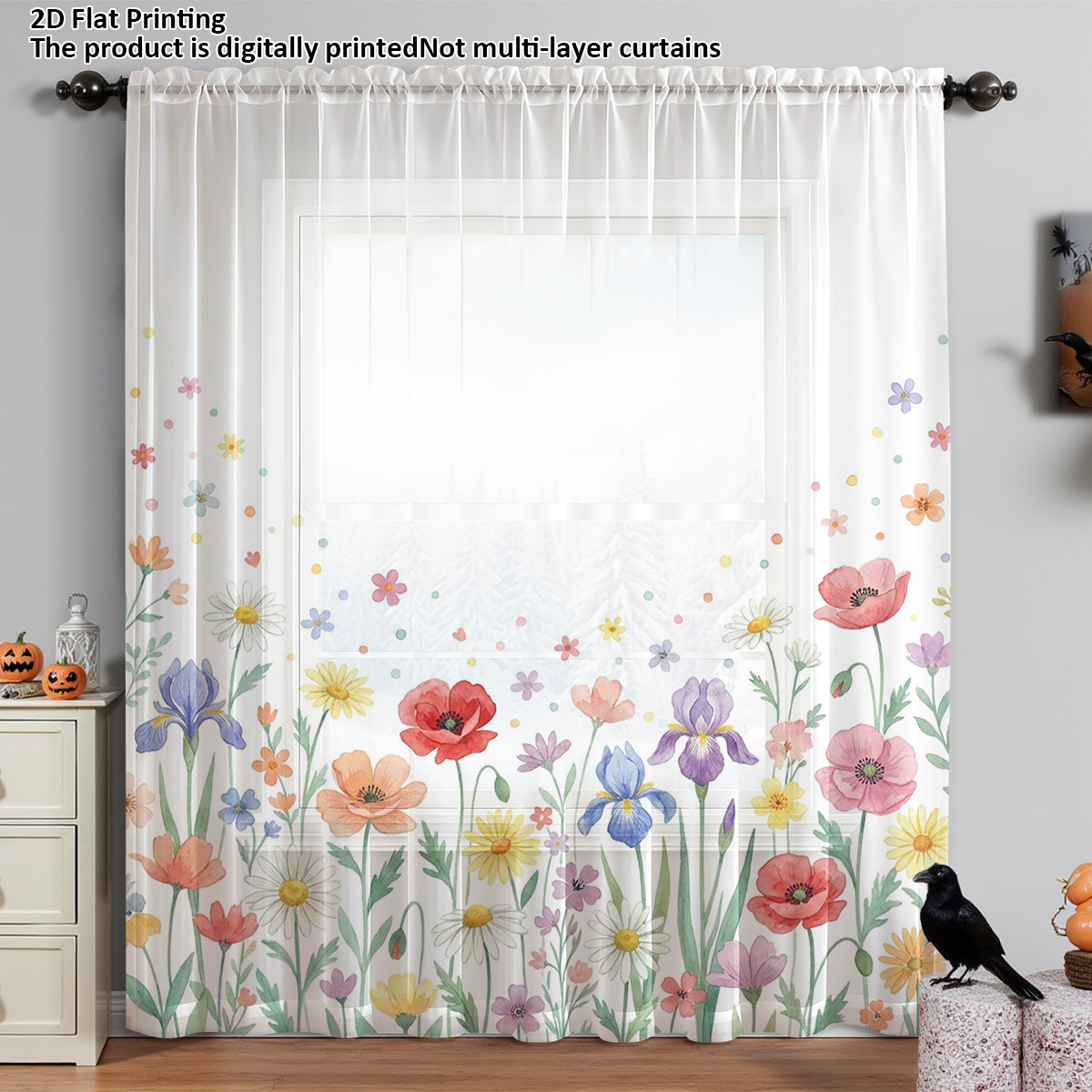 Floral Privacy Sheer Curtain,G - مراجعة Good Floral & Wedding Decor Supply وسعره
