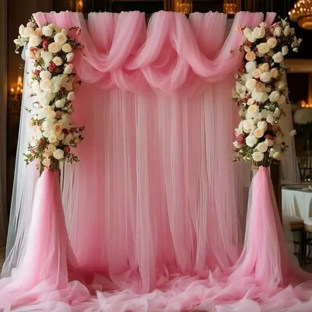 Multi-clolor Tulle Mesh Ribbon - مراجعة Wedding Backdrop Curtain وسعره