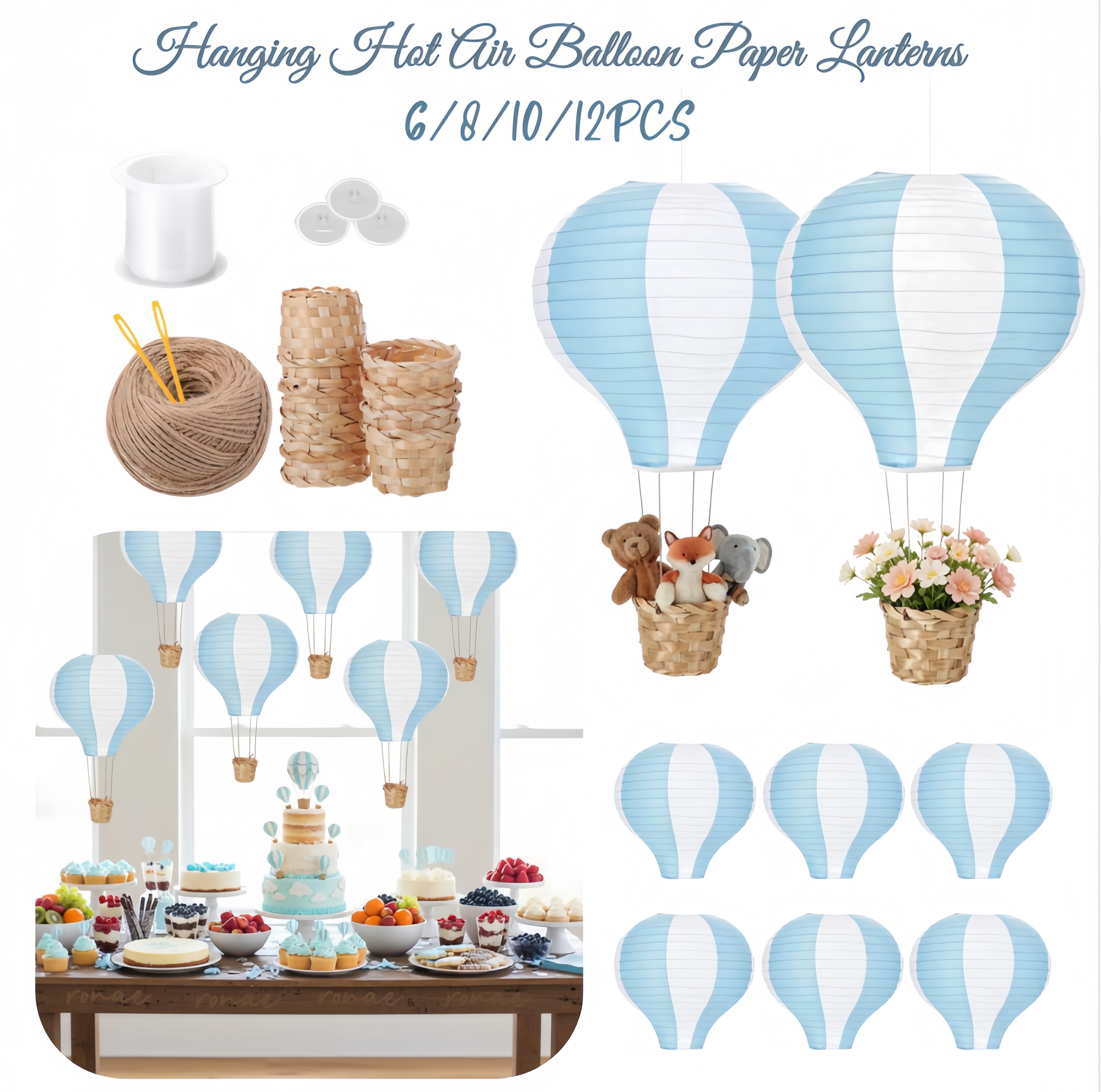 6-12Pcs Hanging Hot Air Balloo - مراجعة Confetti Balloon Set وسعره