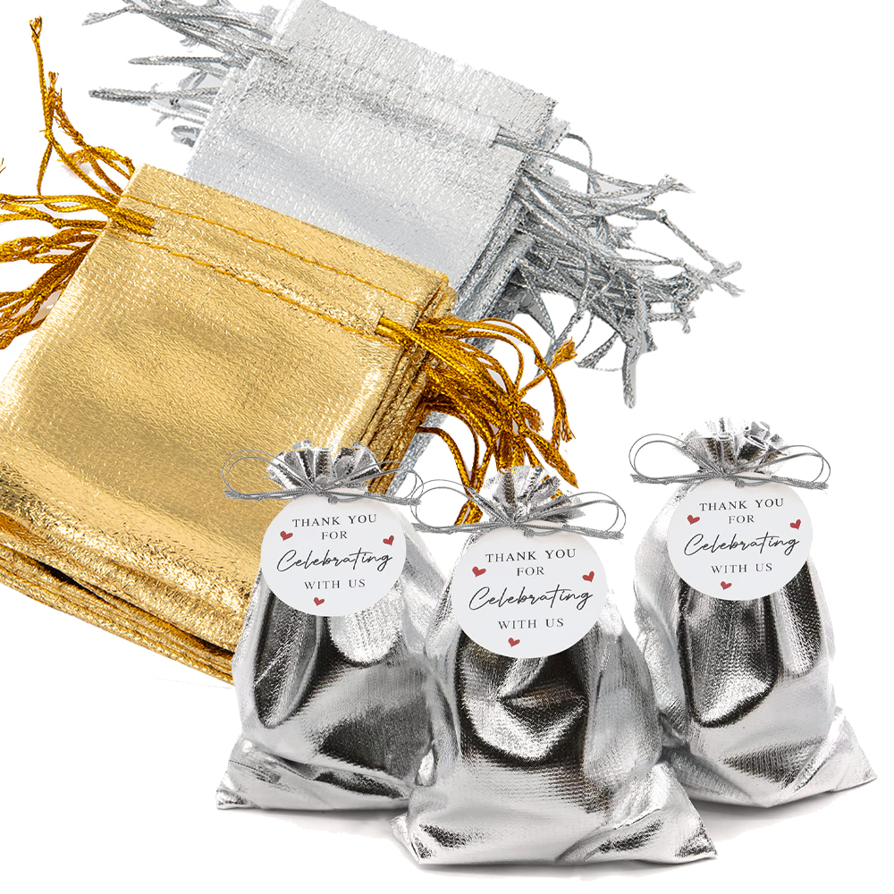 50Pcs Gold Silver Drawstring O - مراجعة Wedding Supply Business وسعره