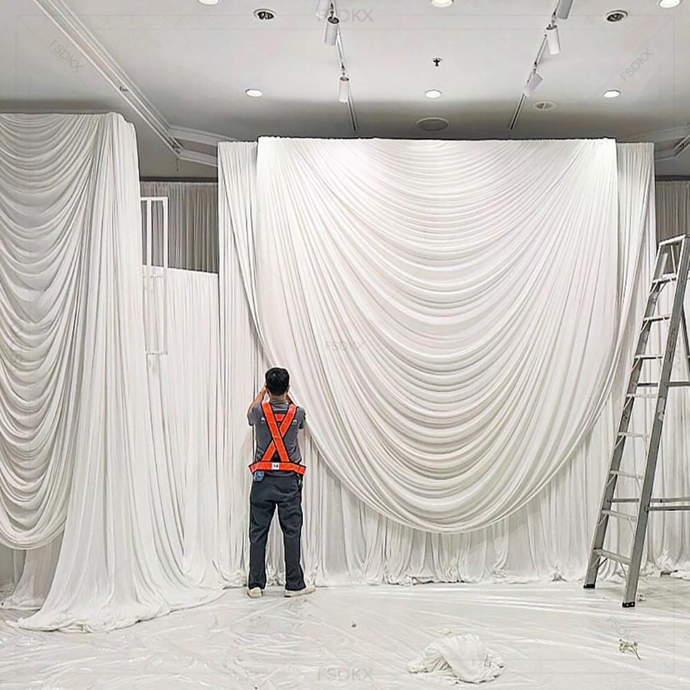 FSDKX Cheap White Ice Silk Clo - مراجعة Wedding Backdrop Curtain وسعره
