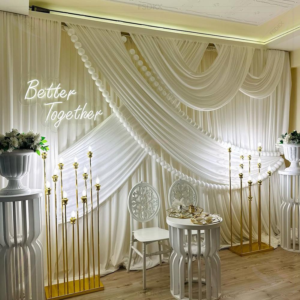 FSDKX Cheap White Ice Silk Clo - مراجعة Wedding Backdrop Curtain وسعره
