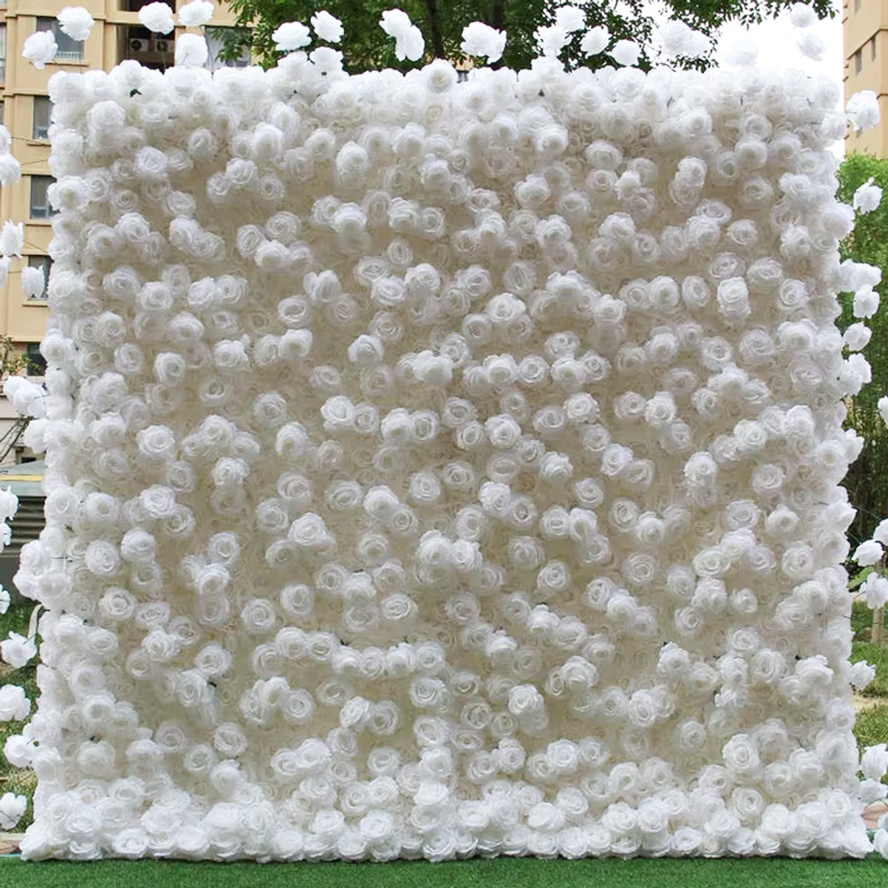 Uflower 3D White Rose Cloth Cu - مراجعة Wedding Backdrop Curtain وسعره