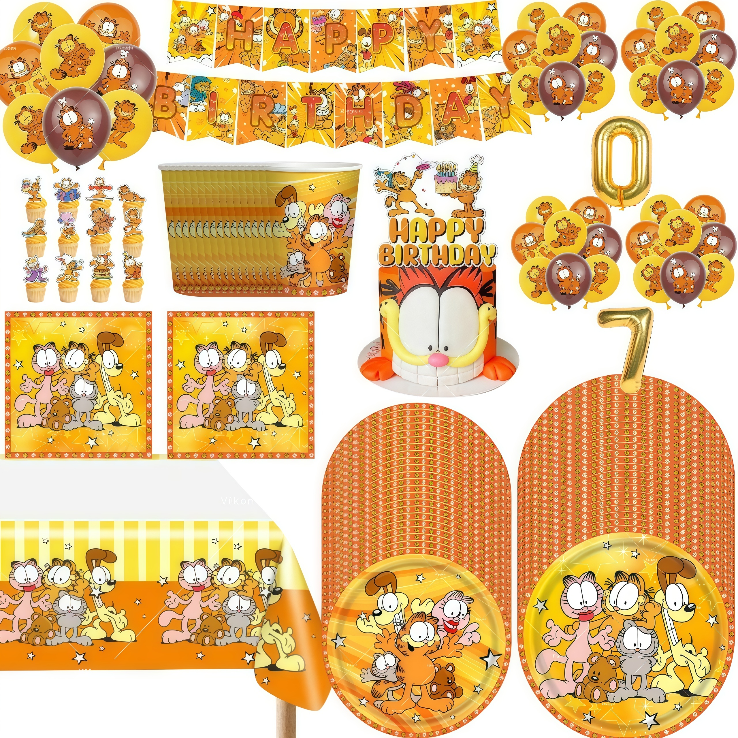 Cute Cartoon G-arfielded Birth - مراجعة Confetti Balloon Set وسعره