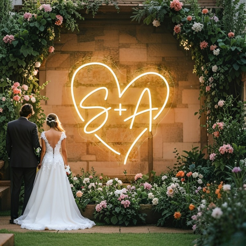 Custom Initials Heart LED Neon - مراجعة Wedding Led وسعره