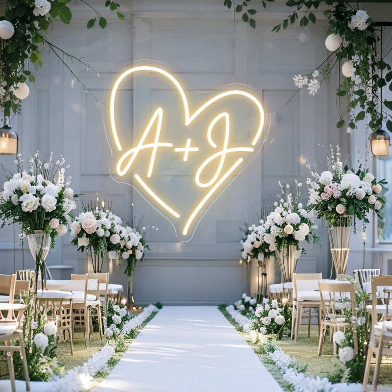 Custom Initials Heart LED Neon - مراجعة Wedding Led وسعره