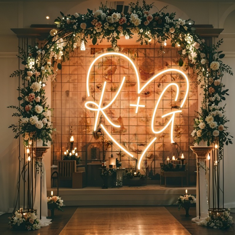 Custom Initials Heart LED Neon - مراجعة Wedding Led وسعره