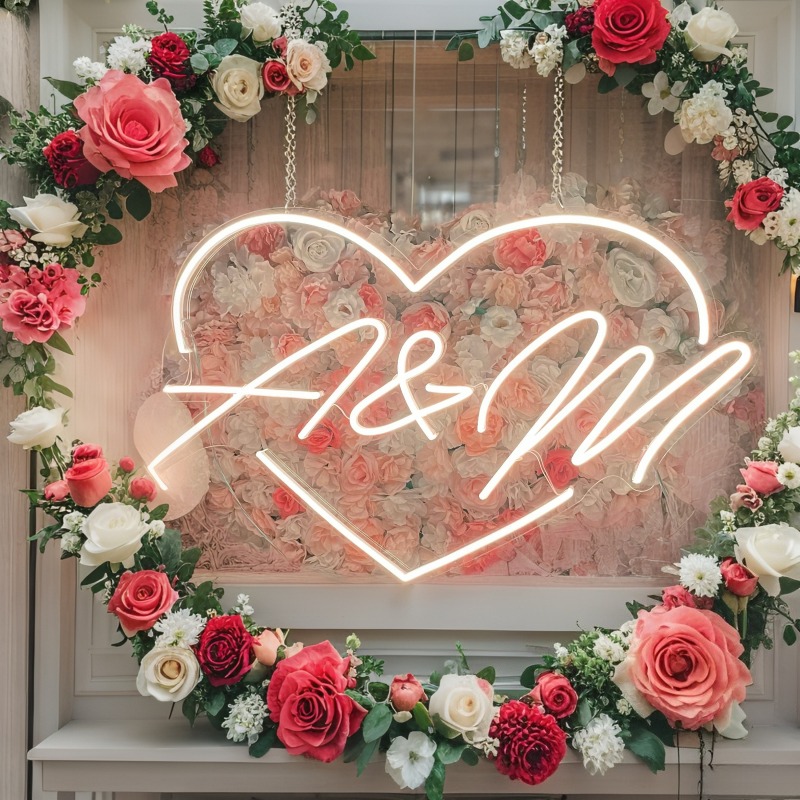Custom Initials Heart LED Neon - مراجعة Wedding Led وسعره