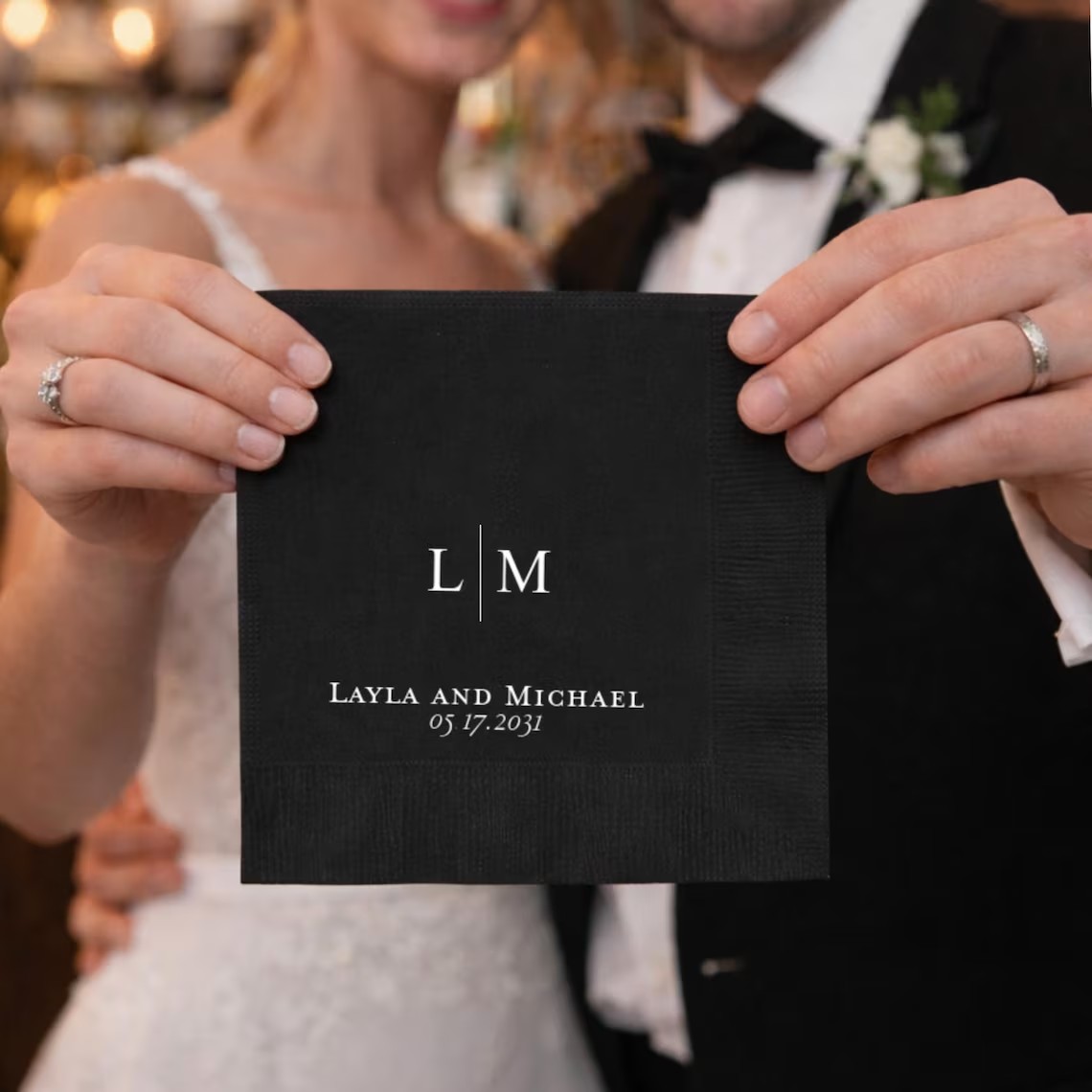 50pcs Custom Wedding Napkins I - مراجعة Supply Wedding Venue وسعره