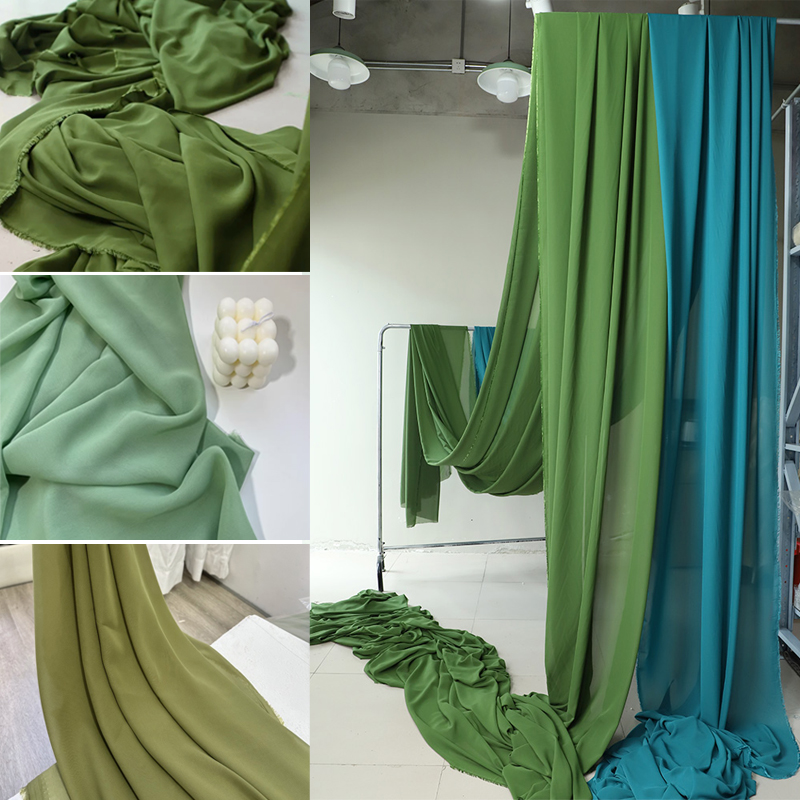 Olive Avocado Green Chiffon Fa - مراجعة Wedding Backdrop Curtain وسعره