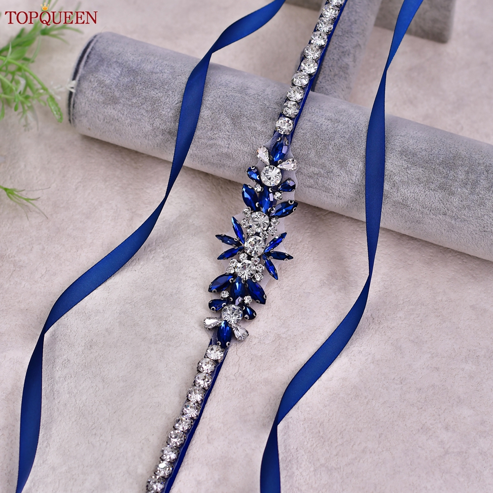 TOPQUEEN Blue Diamond Bridal R - مراجعة Bridal Sash Ribbon وسعره