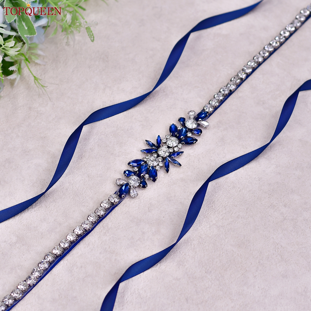 TOPQUEEN Blue Diamond Bridal R - مراجعة Bridal Sash Ribbon وسعره