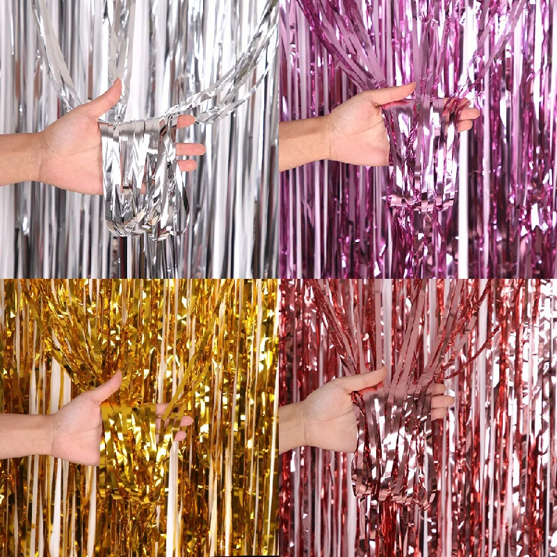 1*2M Party Backdrop Metallic F - مراجعة Wedding Backdrop Curtain وسعره