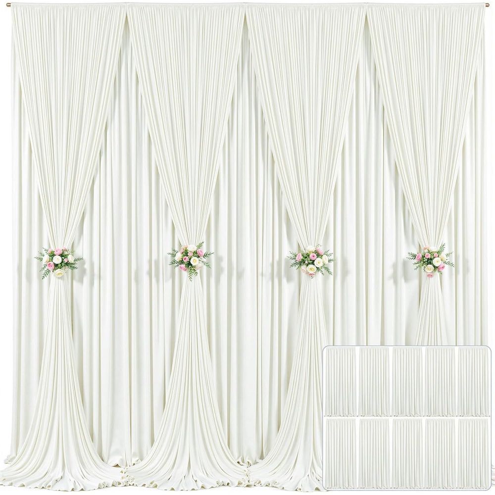 Ivory Wrinkled-Free Backdrop C - مراجعة Wedding Backdrop Curtain وسعره