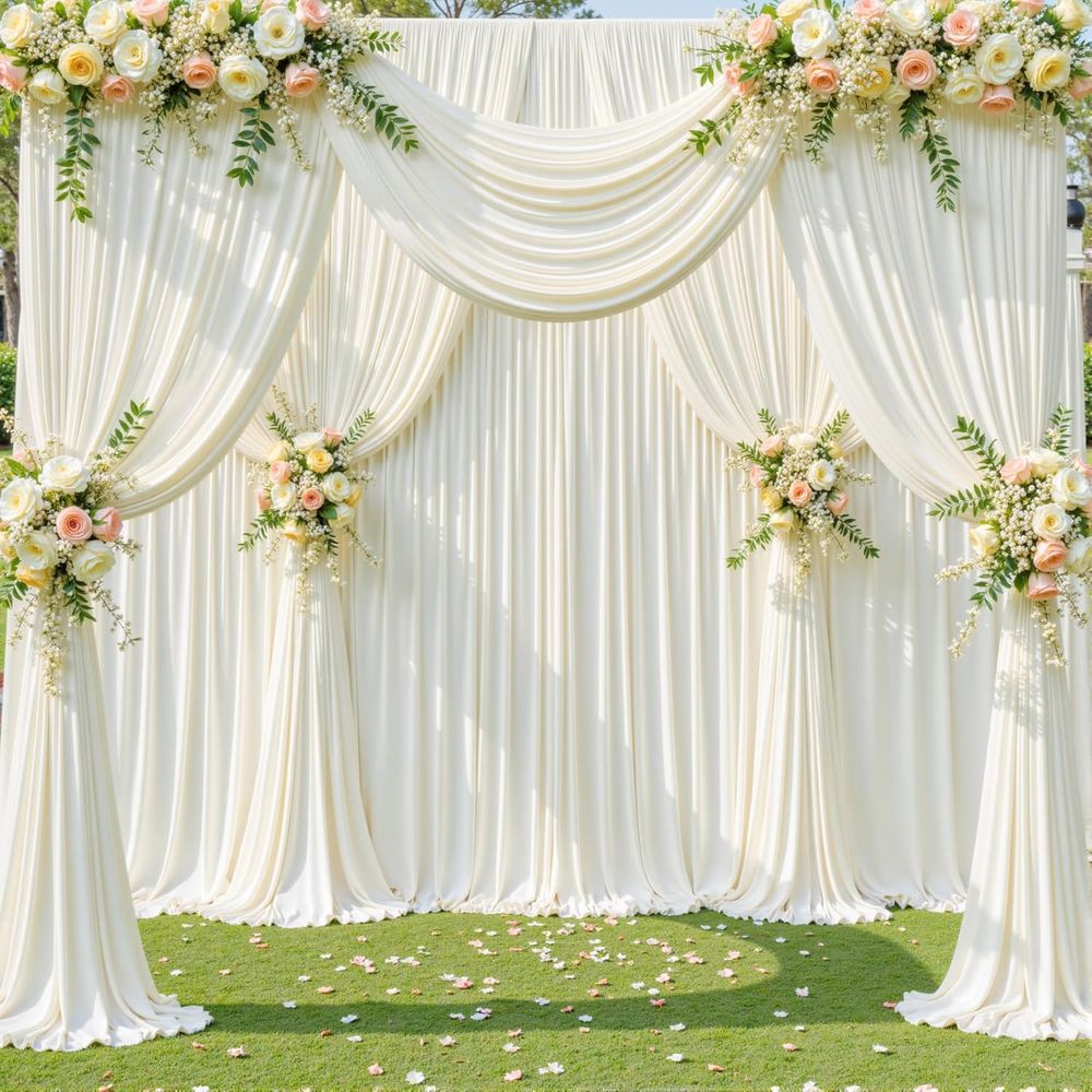 Ivory Wrinkled-Free Backdrop C - مراجعة Wedding Backdrop Curtain وسعره