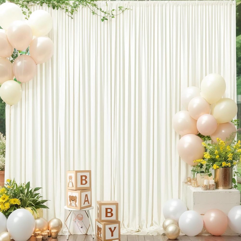 Ivory Wrinkled-Free Backdrop C - مراجعة Wedding Backdrop Curtain وسعره