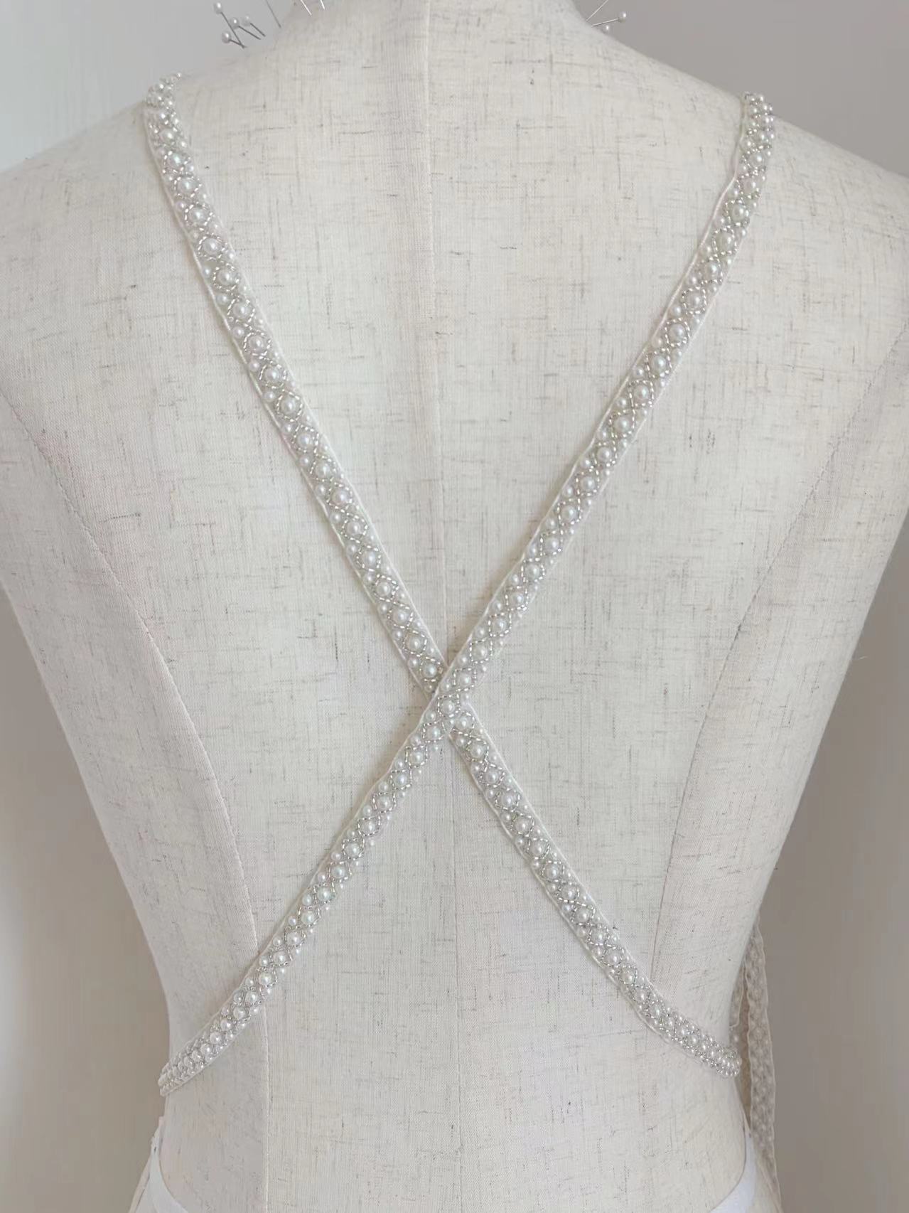 Top Quality Off White Pearl Be - مراجعة Bridal Sash Ribbon وسعره