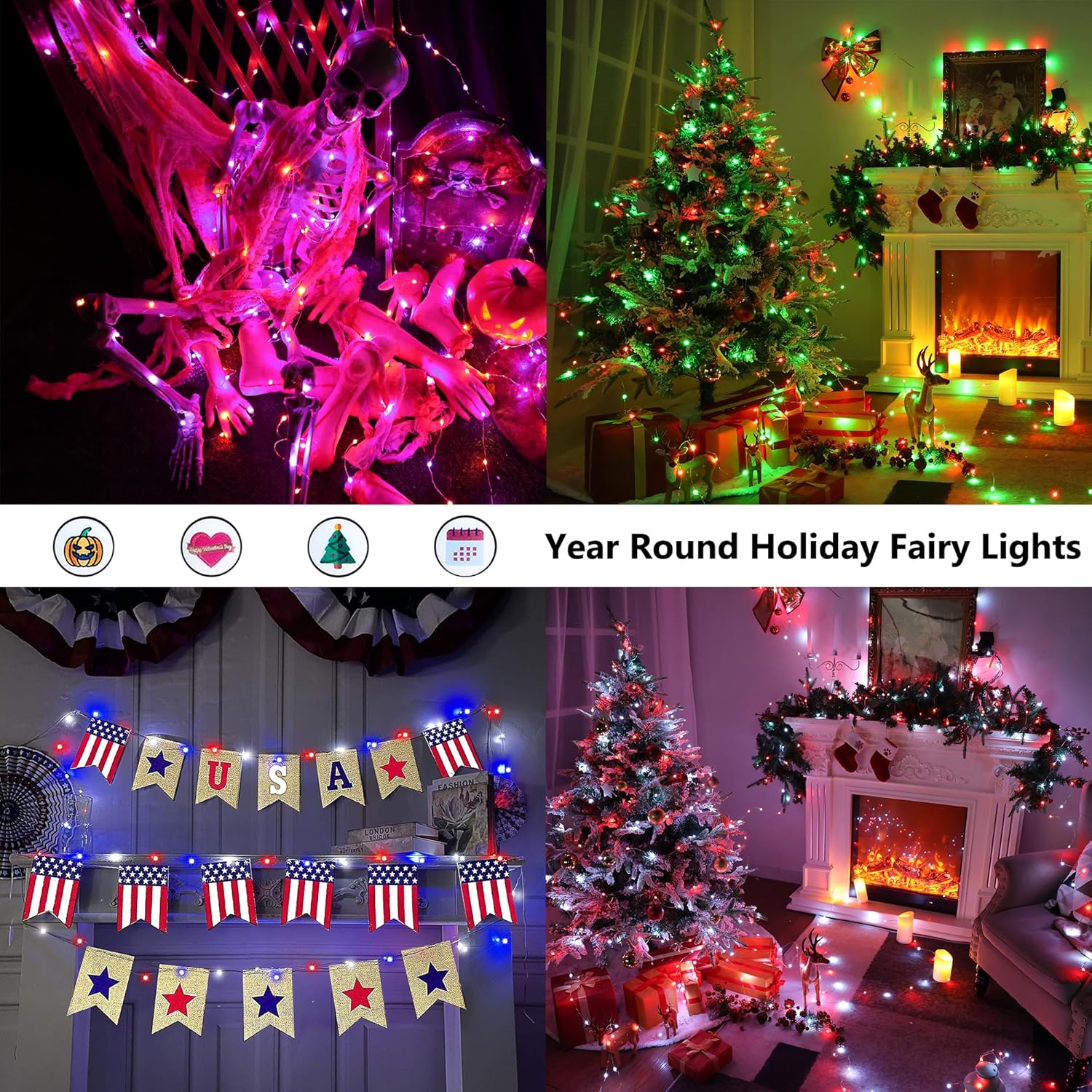 33ft 100 LED Red White Blue Fa - مراجعة Wedding Led وسعره