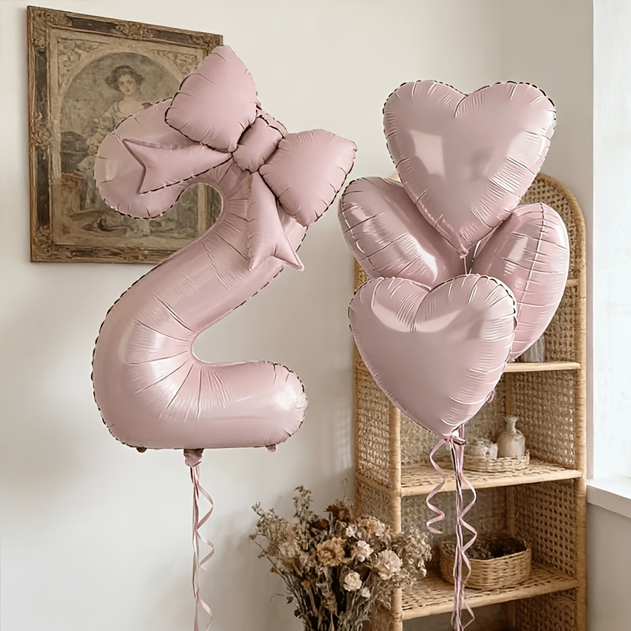 6pcs/Set Light Pink Number & H - مراجعة Confetti Balloon Set وسعره