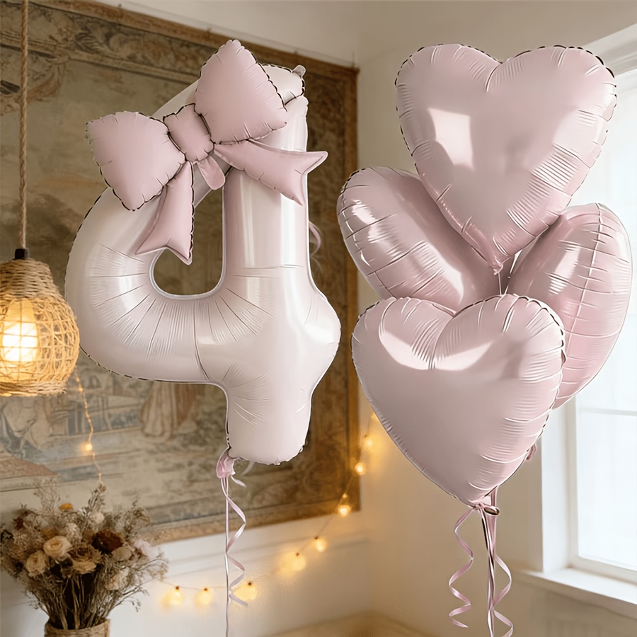 6pcs/Set Light Pink Number & H - مراجعة Confetti Balloon Set وسعره