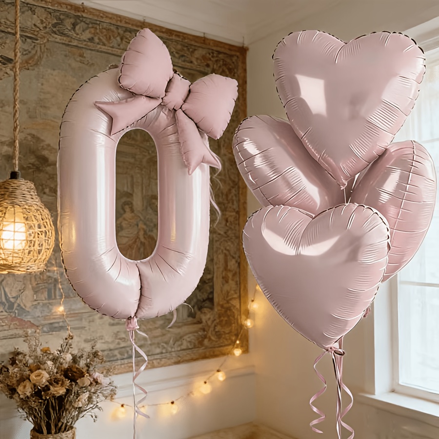 6pcs/Set Light Pink Number & H - مراجعة Confetti Balloon Set وسعره