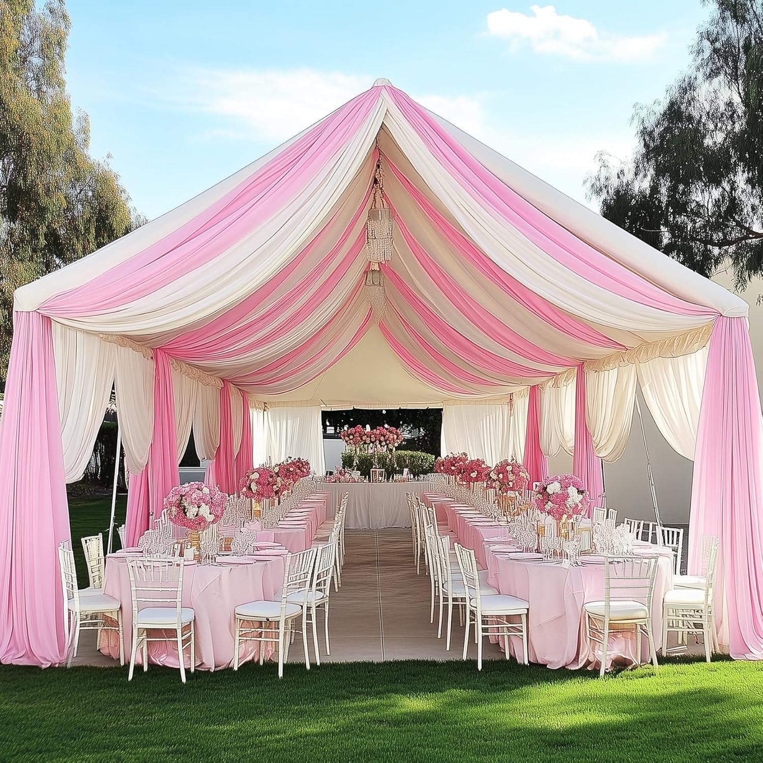 White Backdrop Curtains for Pa - مراجعة Wedding Backdrop Curtain وسعره