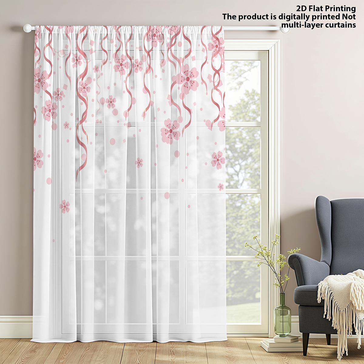 Flower Series Sheer Curtain, G - مراجعة Good Floral & Wedding Decor Supply وسعره