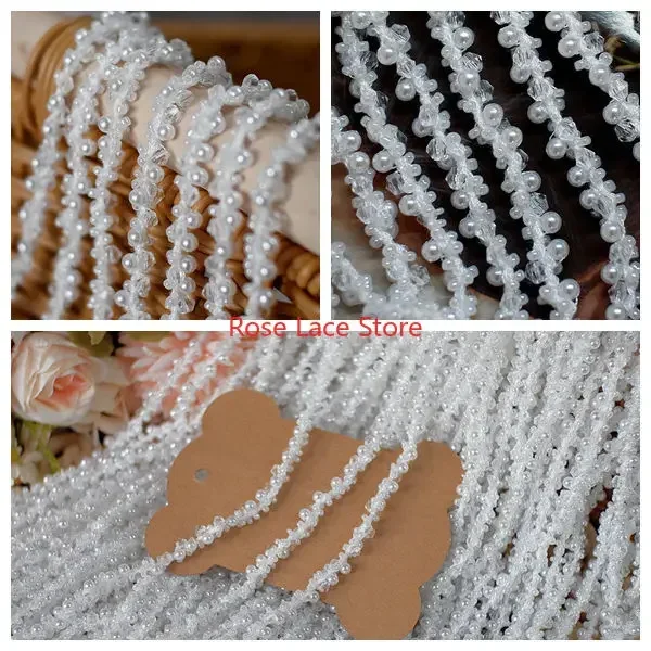 3 Yards Pearl lace trim, pearl - مراجعة Bridal Sash Ribbon وسعره