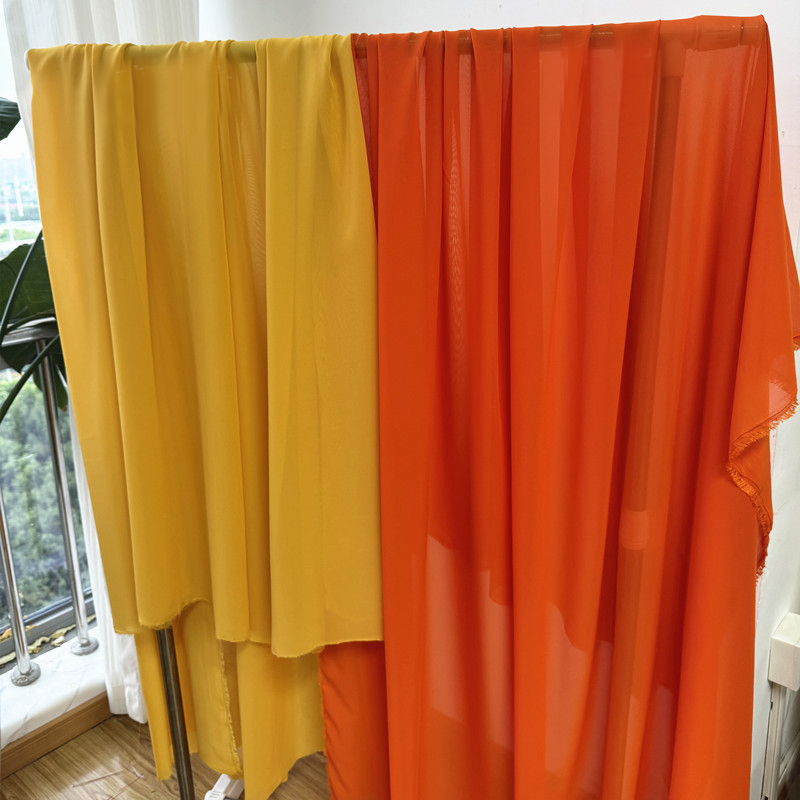 Yellow Orange Chiffon Fabric B - مراجعة Wedding Backdrop Curtain وسعره