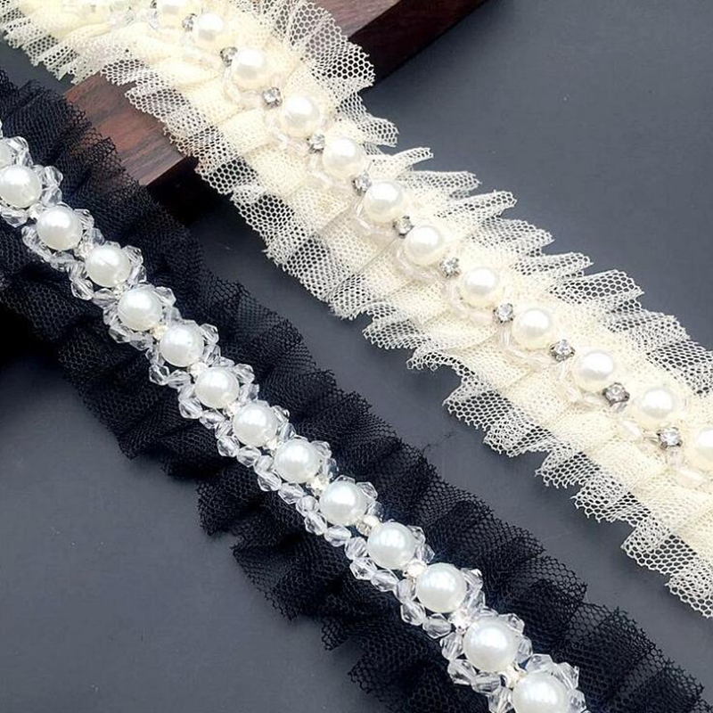 1 yard 1.5cm Ivory Pearl Beade - مراجعة Bridal Sash Ribbon وسعره