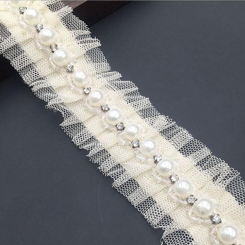 1 yard 1.5cm Ivory Pearl Beade - مراجعة Bridal Sash Ribbon وسعره
