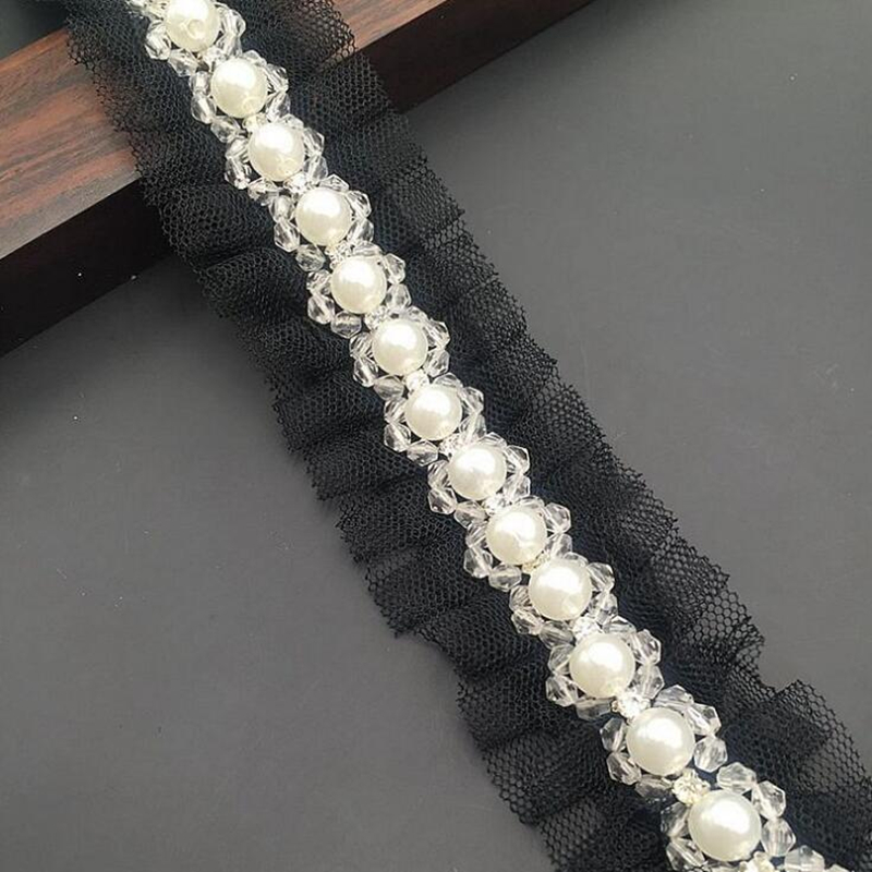 1 yard 1.5cm Ivory Pearl Beade - مراجعة Bridal Sash Ribbon وسعره