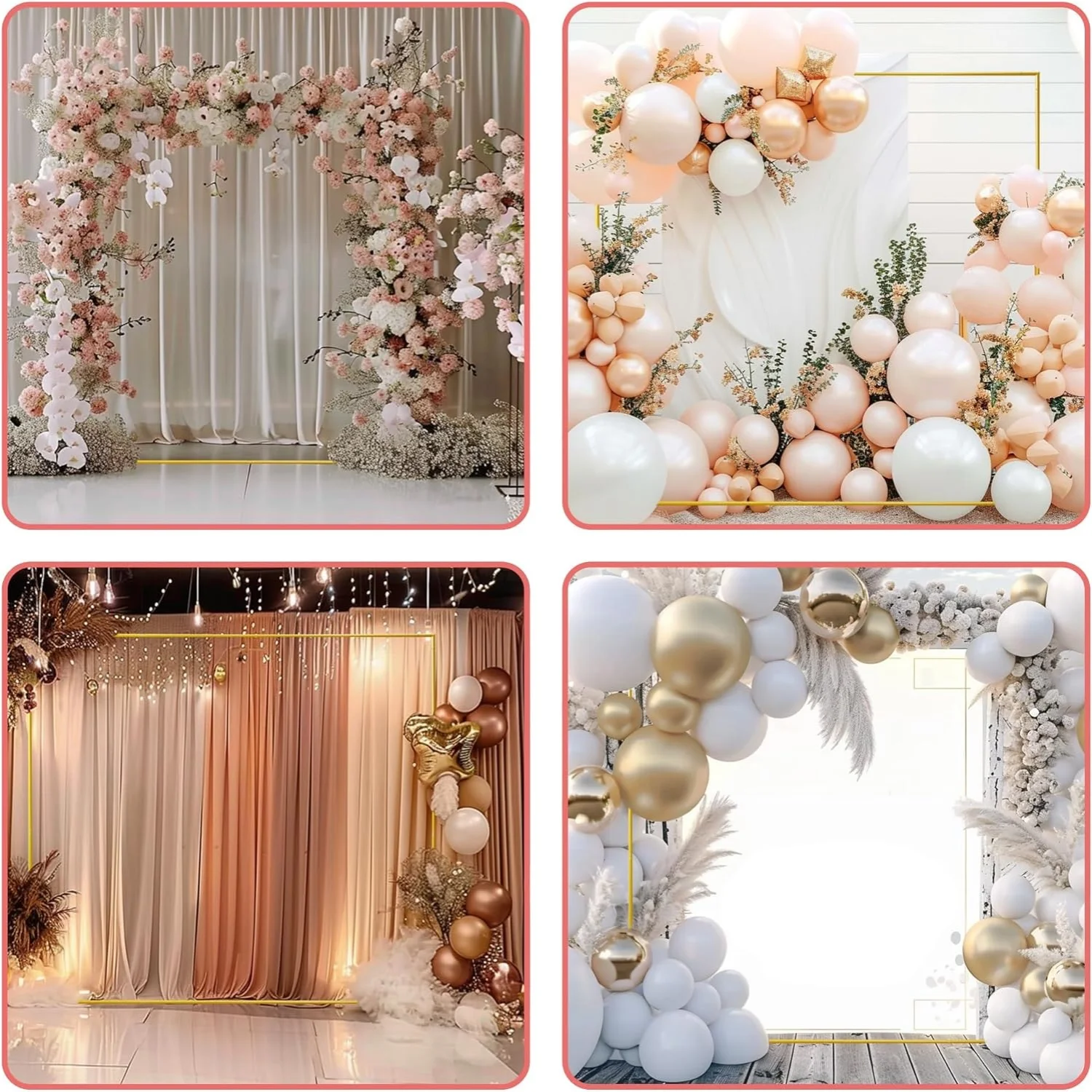 Gold Wedding Arches Square Bac - مراجعة Confetti Balloon Set وسعره